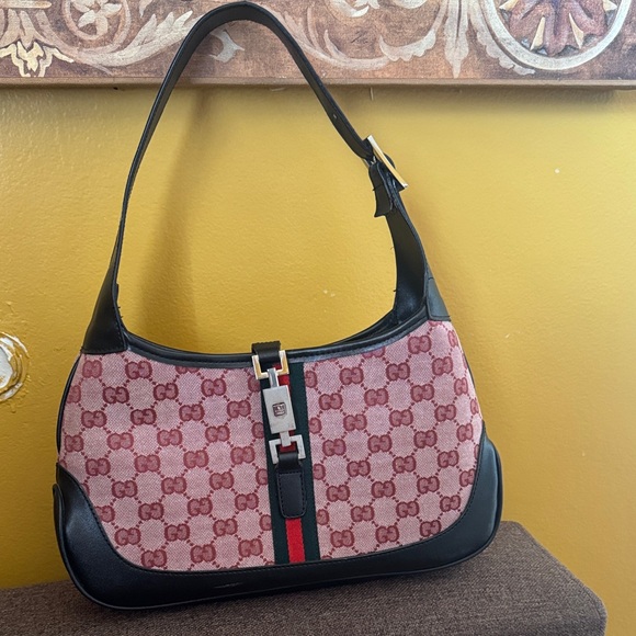 Gucci Handbags - Vintage Gucci Pink and Black Shoulder Bag